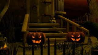 Carved pumpkins yard bird house - concept art free wallpaper