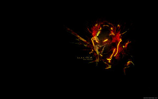 Black background red yellow fire - halo free wallpaper