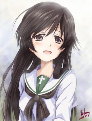 Girl black hair rain serafuku - her hip free wallpaper