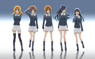 Anime girls military uniform stand - their hip free wallpaper