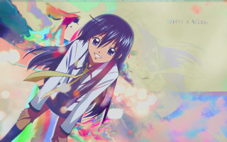 Anime girl blue hair sunset - a white shirt and tie free wallpaper