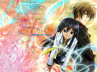 Anime couple love valor cherryblossoms - a colorful background free wallpaper