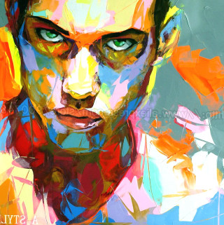 Green eyes fire breathing portrait - figurative art free wallpaper