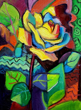 Yellow rose vase flowers tablecloth - fauvism free wallpaper