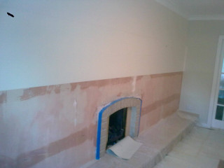 Fireplace wall hole painting pink - painted free wallpaper