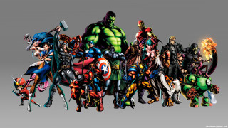 Cartoon characters group gray background - a group of cartoon characters free wallpaper