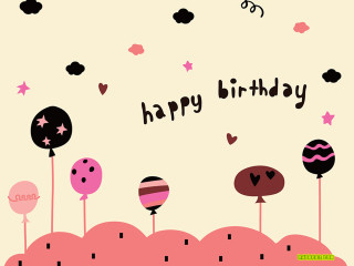 Birthday card pink hill trees - a birthday card free wallpaper