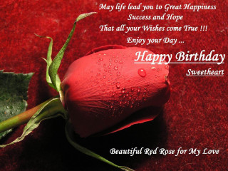 Rose water droplets birthday message - great free wallpaper
