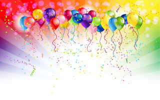 Balloons rainbow background white border 2 - computer art free wallpaper