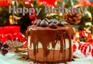 Birthday chocolate white frosting red - decoration free wallpaper