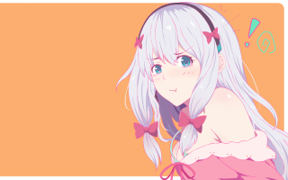 White haired girl pink dress - a pink bow free wallpaper