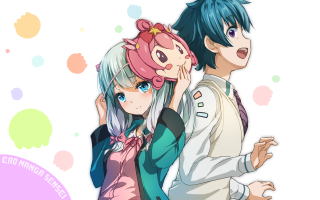 Anime couple bubbles white background - toyism free wallpaper