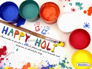 Happy holi paint brush message - a message free wallpaper