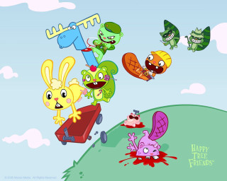 Cartoon animals flying happy birthday - a cartoon of a bunch free wallpaper