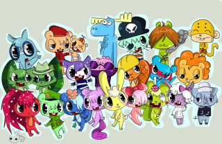 Cartoon characters group standing row - craola free wallpaper