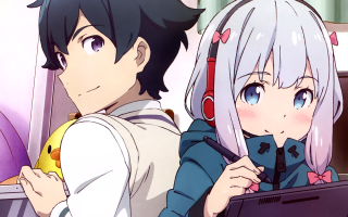 Anime characters laptop screen room - serial art free wallpaper
