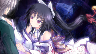 Anime couple characters room purple - official art free wallpaper for desktop