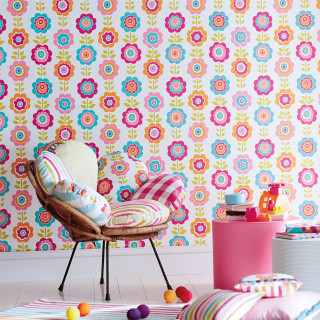 Chair table balls wall flower - naive free wallpaper