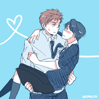 Couple hugging drawing blue background - tachisme free wallpaper