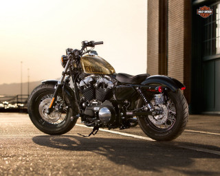 Motorcycle parked building street sky 2 - cafer bater free wallpaper