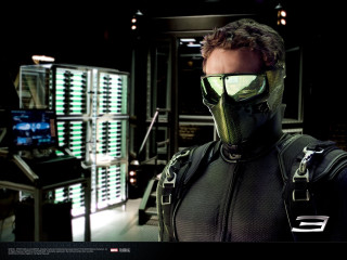 Futuristic man suit goggles computer - full free wallpaper