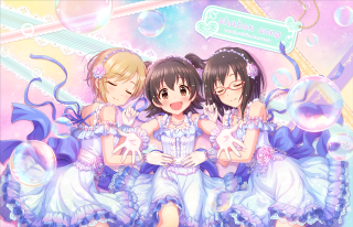 Three girls dresses bubbles pink - a blue ribbon free wallpaper