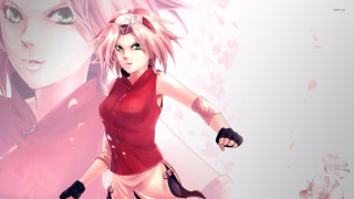 Pink haired girl green eyes 4 - a pink flower free wallpaper