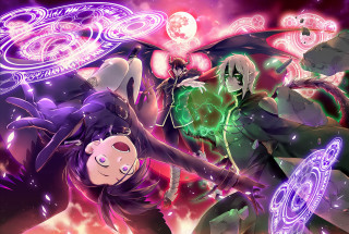 Anime demon girl group background - neon free wallpaper