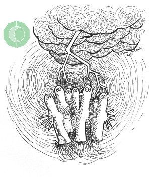 Tree hands reaching roots green - neoplasticism free wallpaper
