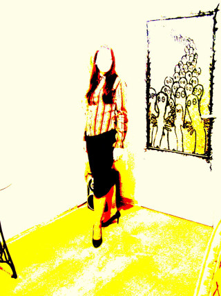 Woman standing room painting chair - bourgeoi free wallpaper