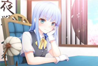Blue hair girl chair chin - blue hair free wallpaper for desktop