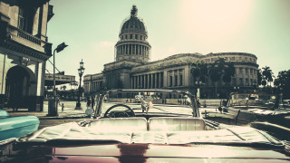 Car parked building dome clock - cinematic photography free wallpaper