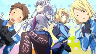 Anime characters group blue background 3 - official art free wallpaper for desktop