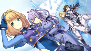 Anime girls blue outfits guns - a group of anime girls free wallpaper