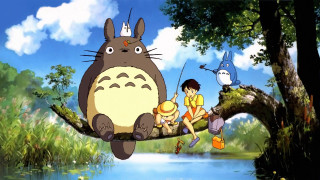 Cartoon man woman branch child - a cartoon scene free wallpaper