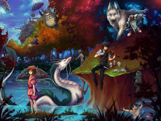 Woman dragon forest river animals - cyril rolando free wallpaper