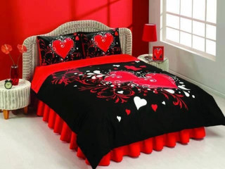 Bed red black comforter red - high detail 8 k free wallpaper