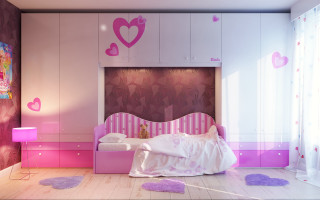 Pink bedroom pink wallpaper pink - a pink bed free wallpaper
