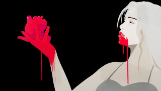 Woman red heart blood dripping - her hand and blood free wallpaper