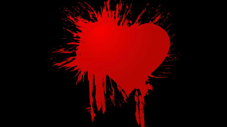 Red heart black background paint - blood free wallpaper