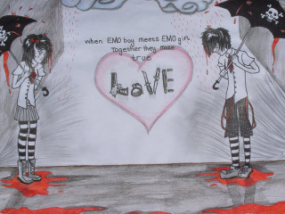 People holding umbrellas heart love - a drawing free wallpaper
