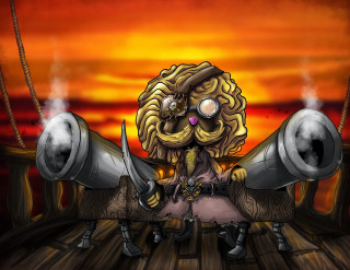 Cartoon strange creature metal objects - steampunk free wallpaper