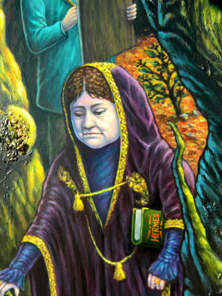 Woman beer bottle man green - qajar art free wallpaper