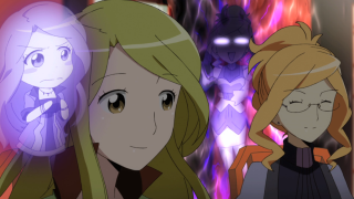 Anime characters group fire background - glowing free wallpaper