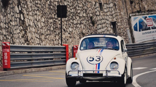 White car driving street building 5 - a number free wallpaper