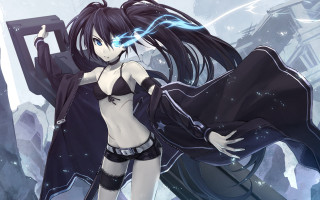 Woman bikini jacket sword lightning - an anime drawing free wallpaper