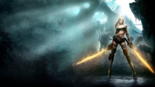 Woman bikini swords cave monster 2 - a cave free wallpaper