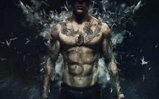 Man tattoo knife birds cobra - dragon art free wallpaper