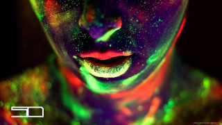 Colorful woman neon glow dark - psychedelic art free wallpaper