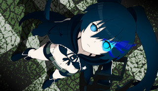 Anime girl blue eyes black - outfit free wallpaper